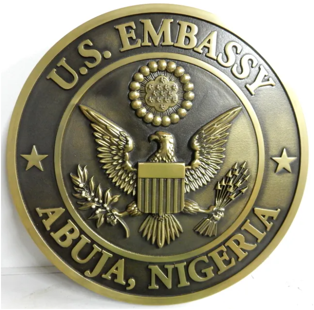 Official signage of the United States Embassy in Abuja,