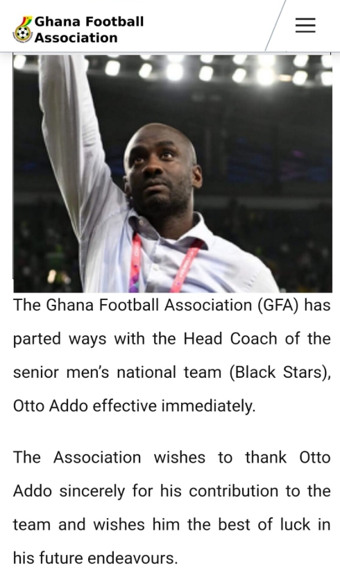 Otto Addo sacked