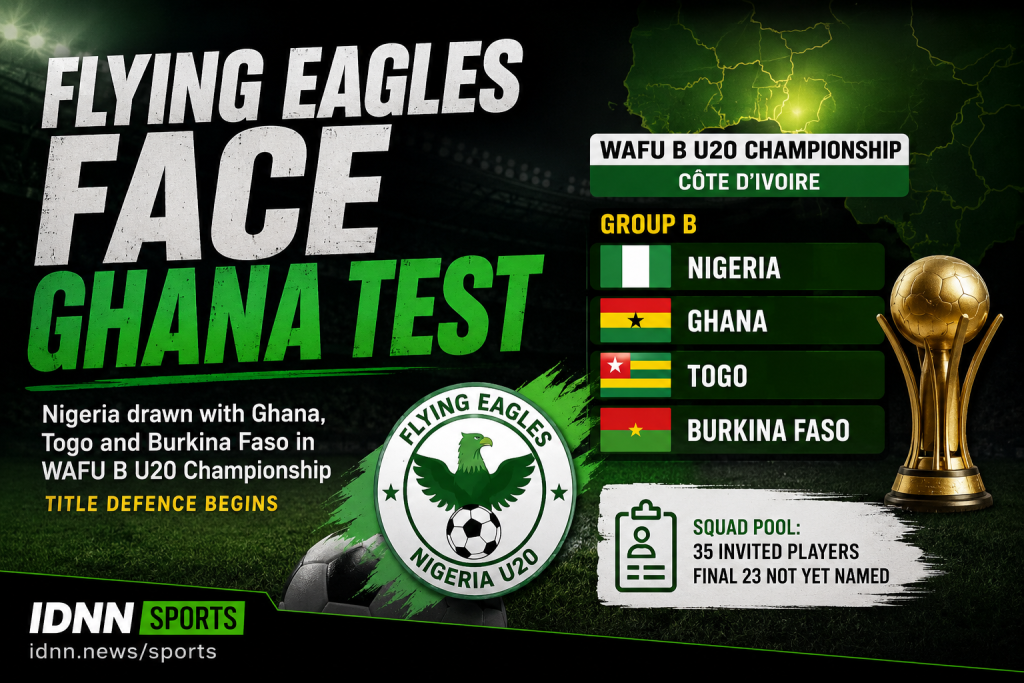 Nigeria’s Flying Eagles drawn with Ghana, Togo and Burkina Faso in WAFU B U20 Championship Group B.