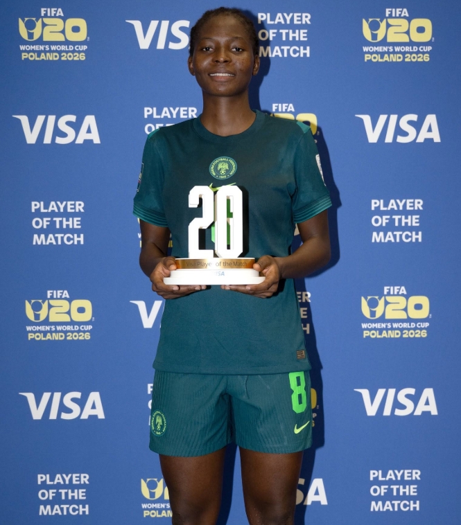 Nigeria Falconets celebrate after their 10-1 FIFA U-20 Women’s World Cup win over New Caledonia