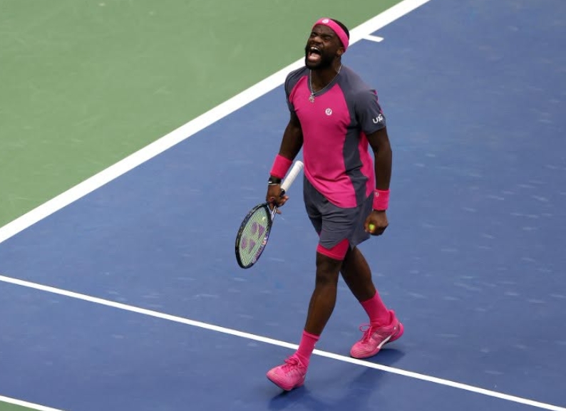 Frances Tiafoe celebrates during his 2026 US Open run ahead of his semi-final against Ben Shelton.
